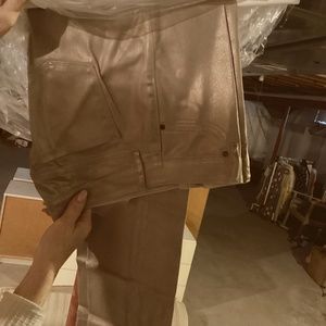 Metallic Vegan Leather Pants